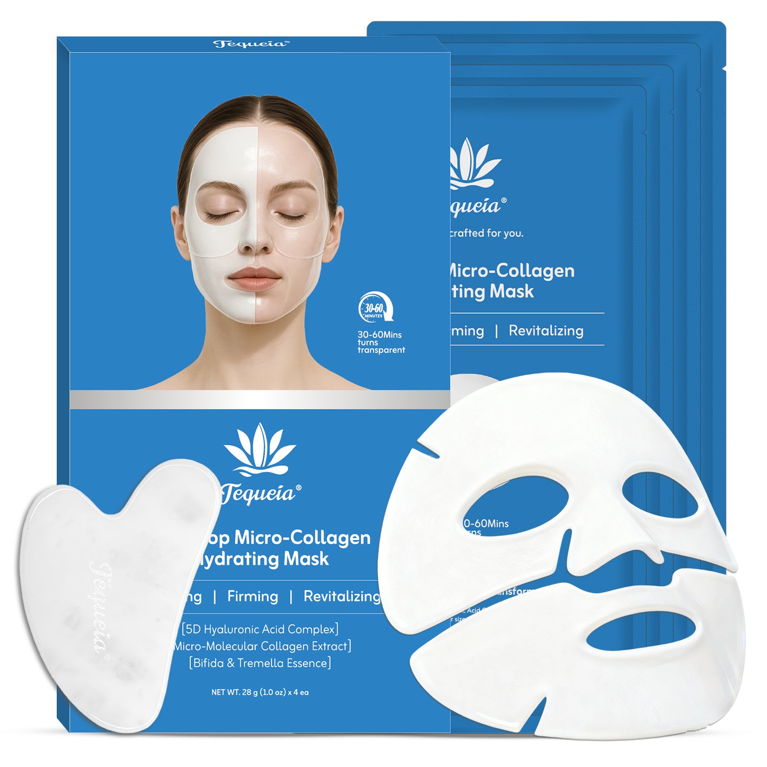 TEQUEIA Micro-Collagen Hydrating Face Mask | Visible Time-Release Absorption